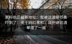 黑料吃瓜最新地址：我被这波带节奏吓到了：关于网红黑料，我把避坑清单理了一遍