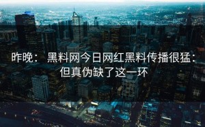 昨晚： 黑料网今日网红黑料传播很猛： 但真伪缺了这一环
