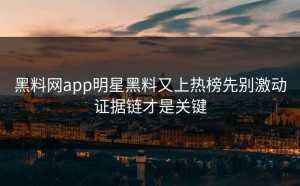 黑料网app明星黑料又上热榜先别激动证据链才是关键