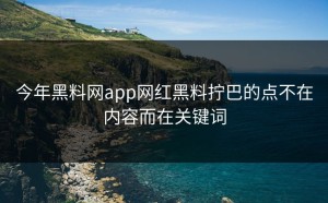 今年黑料网app网红黑料拧巴的点不在内容而在关键词