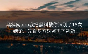 黑料网app我把黑料教你识别了15次结论：先看多方对照再下判断