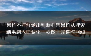 黑料不打烊给出判断框架黑料从搜索结果到入口变化，我做了完整时间线