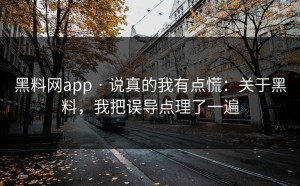 黑料网app · 说真的我有点慌：关于黑料，我把误导点理了一遍