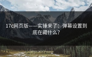 17c网页版——实锤来了：弹幕设置到底在藏什么？