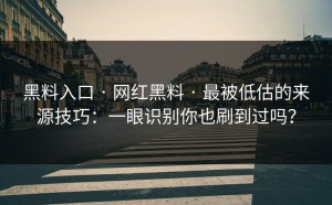黑料入口 · 网红黑料 · 最被低估的来源技巧：一眼识别你也刷到过吗？