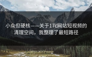 小众但硬核——关于17c网站短视频的清理空间，我整理了最短路径