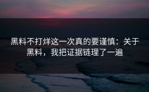 黑料不打烊这一次真的要谨慎：关于黑料，我把证据链理了一遍