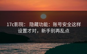 17c影院： 隐藏功能：账号安全这样设置才对，新手别再乱点