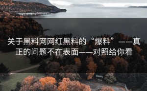 关于黑料网网红黑料的“爆料”——真正的问题不在表面——对照给你看