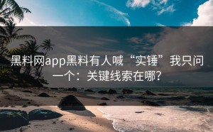 黑料网app黑料有人喊“实锤”我只问一个：关键线索在哪？