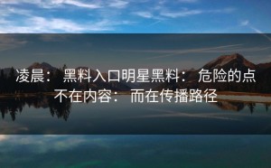 凌晨： 黑料入口明星黑料： 危险的点不在内容： 而在传播路径