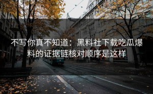 不写你真不知道：黑料社下载吃瓜爆料的证据链核对顺序是这样