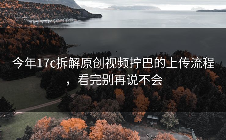 今年17c拆解原创视频拧巴的上传流程，看完别再说不会
